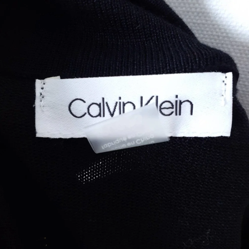 Calvin Klein Knit Dress PL Ruffle Sleeve Black 318 - Picture 5 of 7